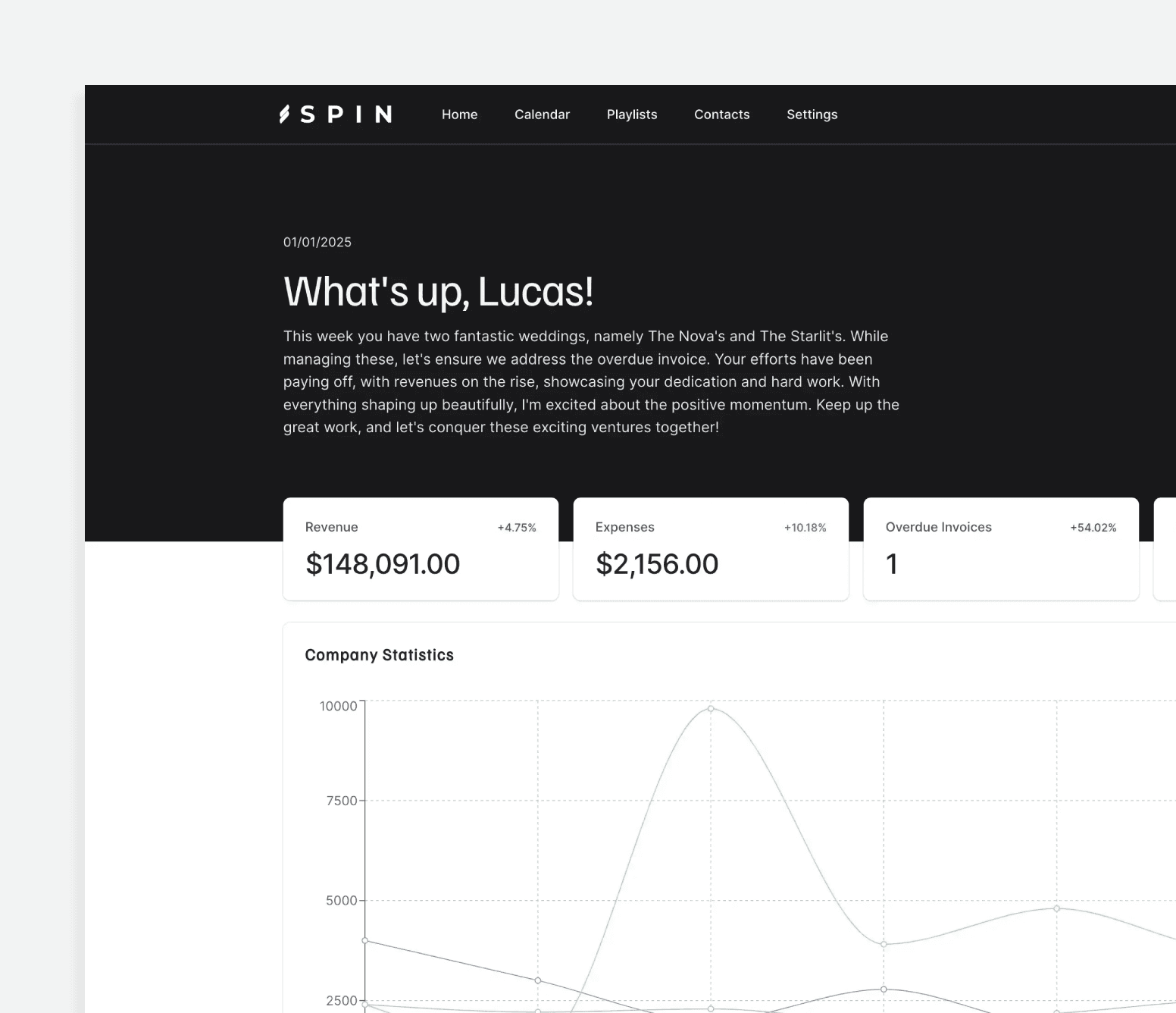 Spin dashboard screenshot